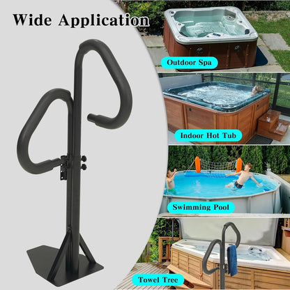 Two-Way Hot Tub Handrail, Aluminum Spa Hand Rail 44''-60'' Adjustable 600 LBS Capacity