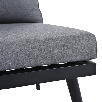 Outdoor Sectional Set Acacia Wood Steel Gray with Nesting Tables