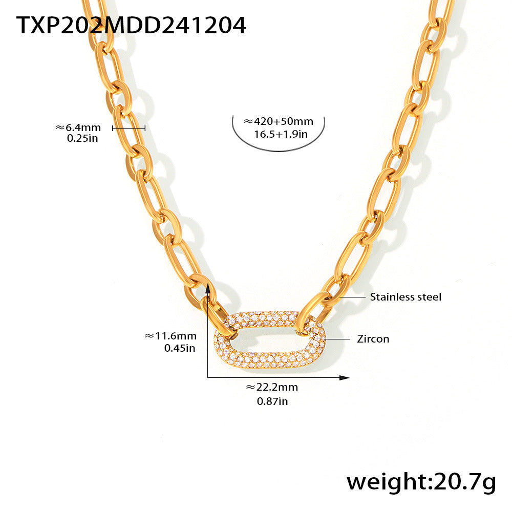 Titanium Steel Jewelry Stainless Steel Micro-pave Zircon Clavicle Necklace And Bracelet