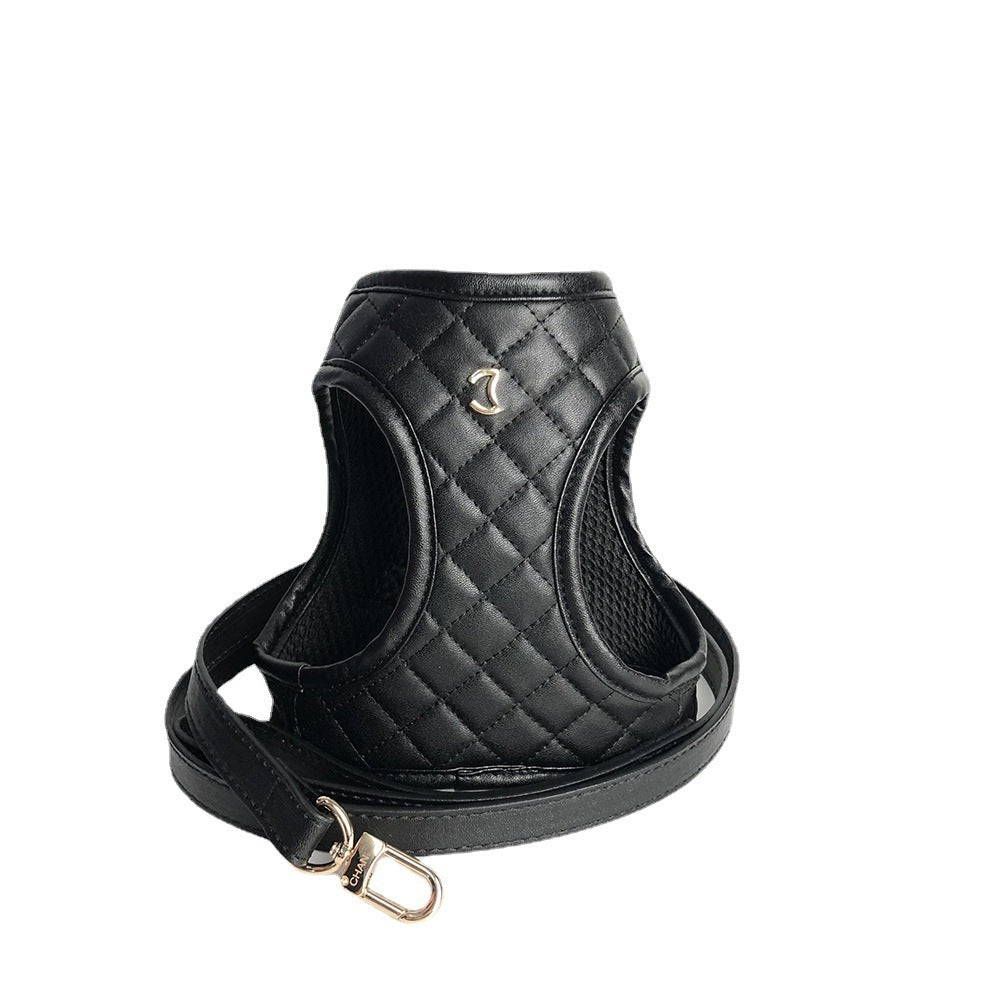 Leather Dog Chest And Back Traction Suit