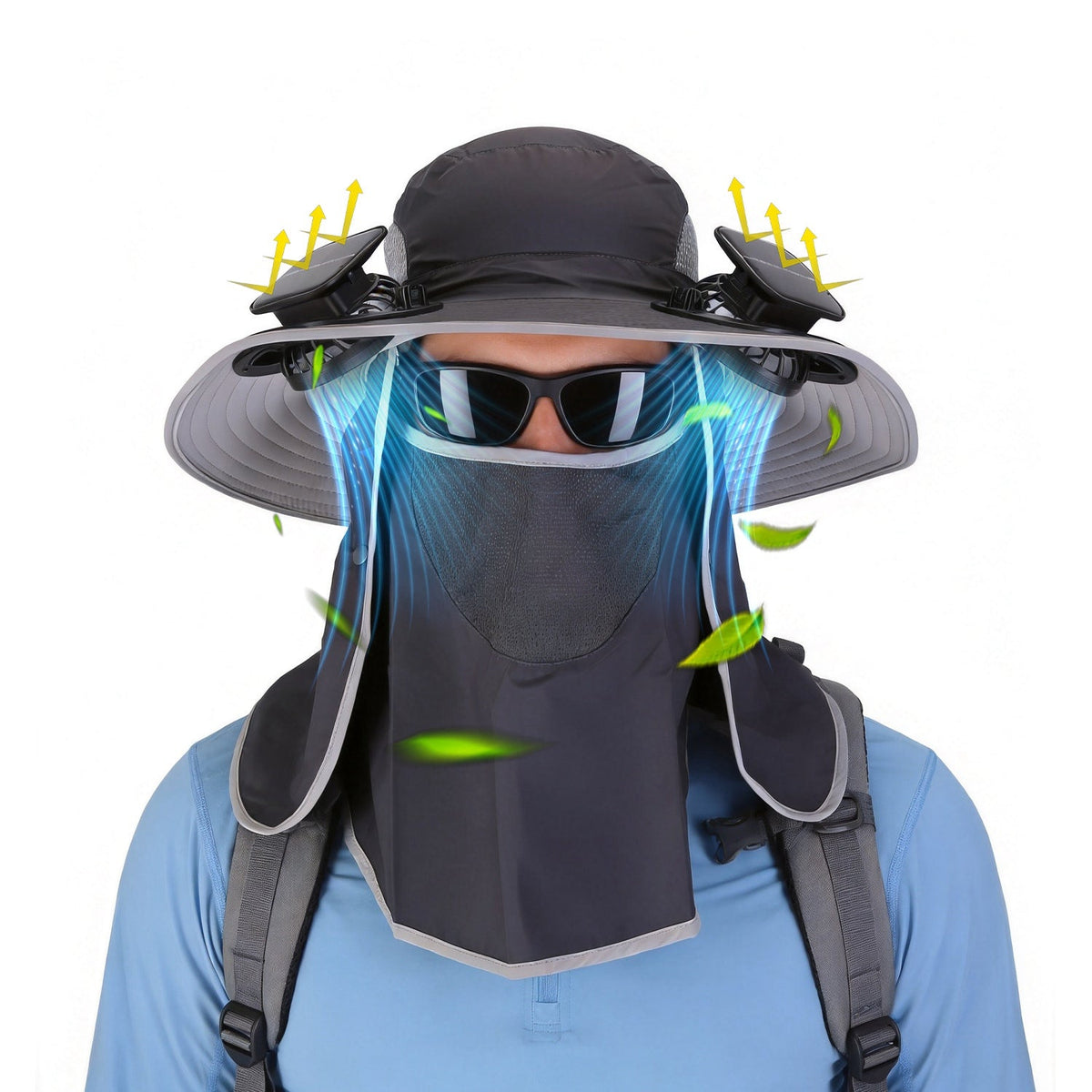 Solar Fan Hat with UPF50+ Sun Protection & Neck Flap