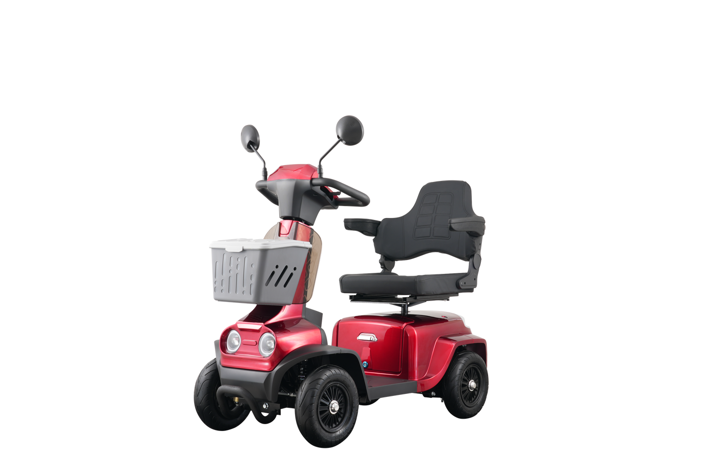 Mobility Scooter 4-Wheel Heavy Duty Red 300 LB 37 Mile Range USB 350W