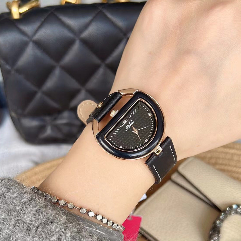 Womens Watch With A Genuine Leather Strap Simple And Elegant