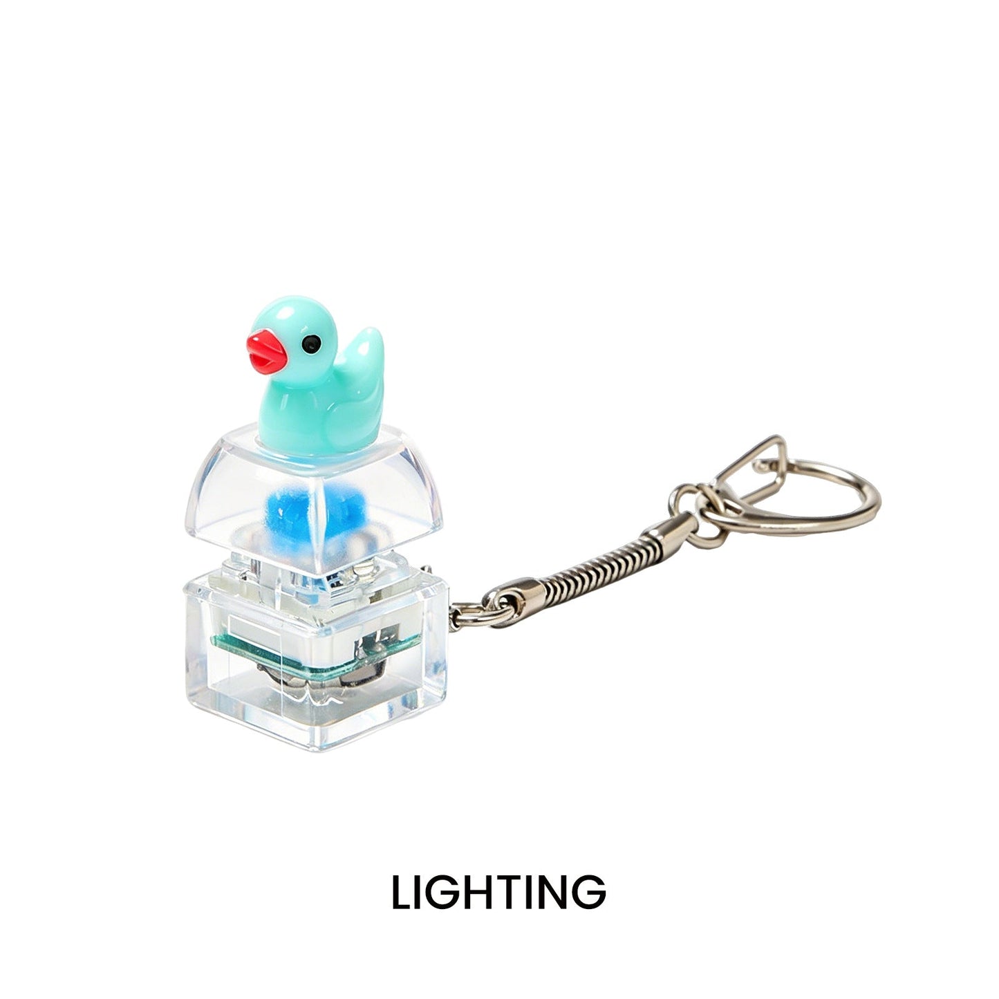 DOWMOO Glowing Button Squeeze Keychain - Glowing, Press And Flashing, Stress-Relief Pendant - Little Duck Keychain