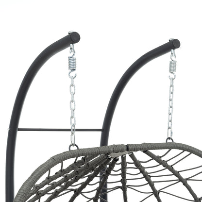 Outdoor Hanging Egg Chair Wicker PE Blue 2-Person 60x36