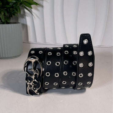 Personality Alien Punk Hollow Eye Rivet Belt Men