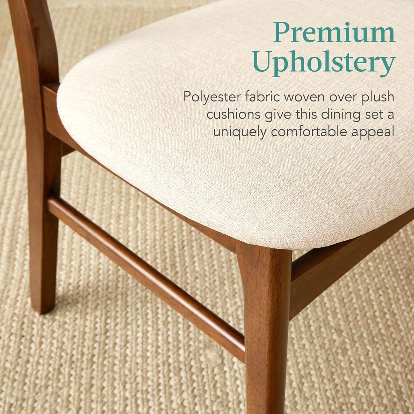 Walnut Rubberwood Dining Set With Upholstered Bench