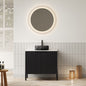 30' Bathroom Vanity with Sink, Freestanding Cabinet 2 Doors Black Glass Basin