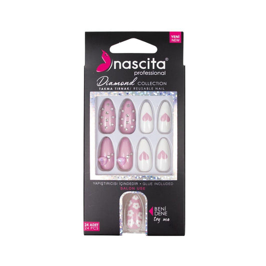 Nascita Reusable False Nail Set S256 - Easy DIY Nail Application, Temporary Nail Enhancement