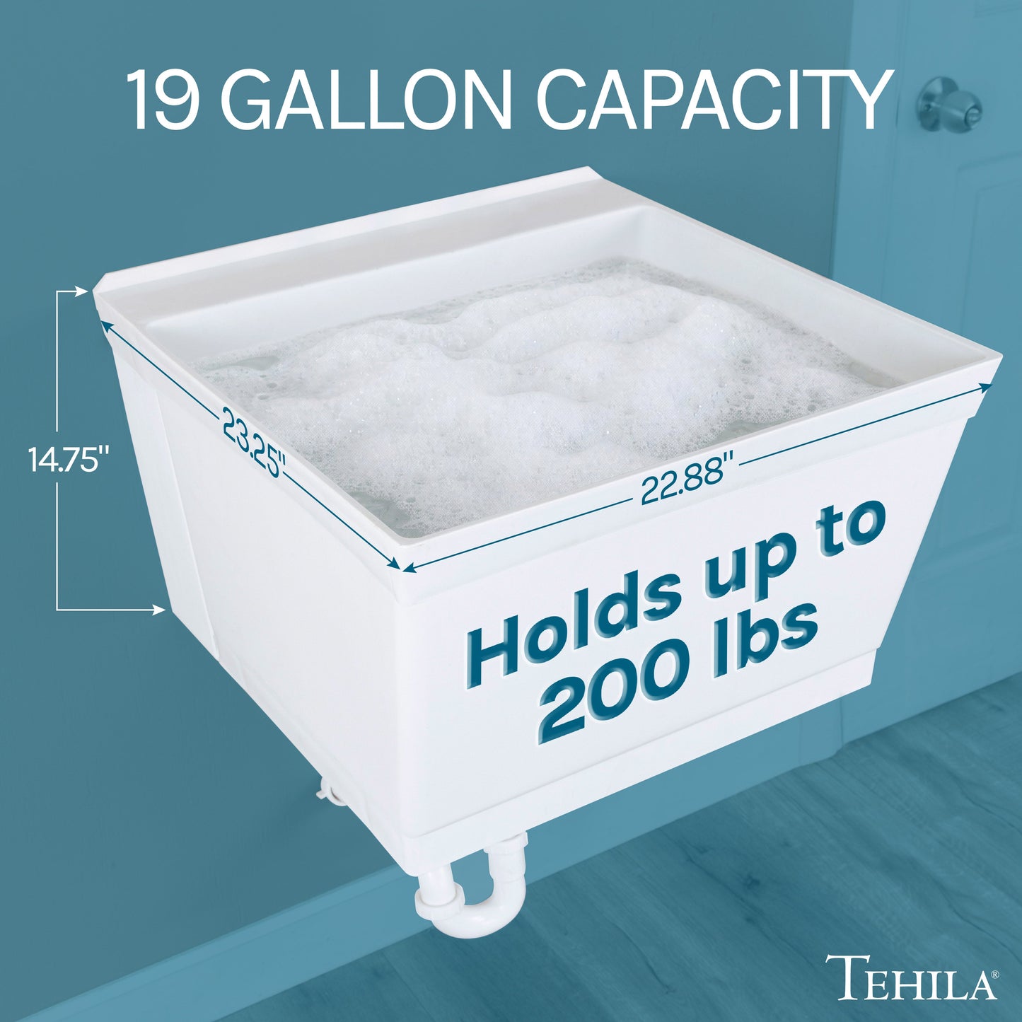 Tehila Standard Wall-Mounted White Utility Sink, No Supply Lines