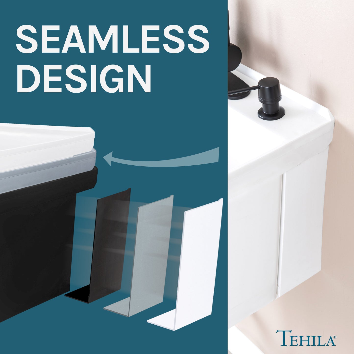 Tehila Standard Wall-Mounted White Utility Sink with Black Finish Pull-Down Faucet