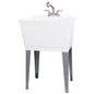 Tehila Standard Freestanding White Utility Sink with Stainless Steel Finish Pull-Out Faucet
