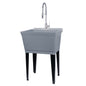 Tehila Standard Freestanding Grey Utility Sink with Stainless Steel Finish High-Arc Coil Pull-Down Faucet