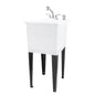 Tehila Space Saver Freestanding White Utility Sink with Chrome Finish Pull-Out Faucet