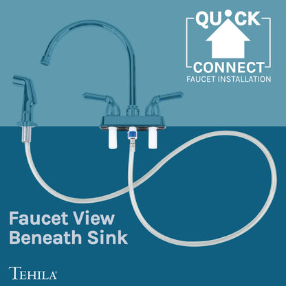 Tehila Space Saver Freestanding Black Utility Sink with Chrome Finish Gooseneck Faucet and Side Sprayer