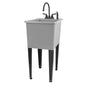 Tehila Space Saver Freestanding Grey Utility Sink with Black Finish Gooseneck Faucet and Side Sprayer