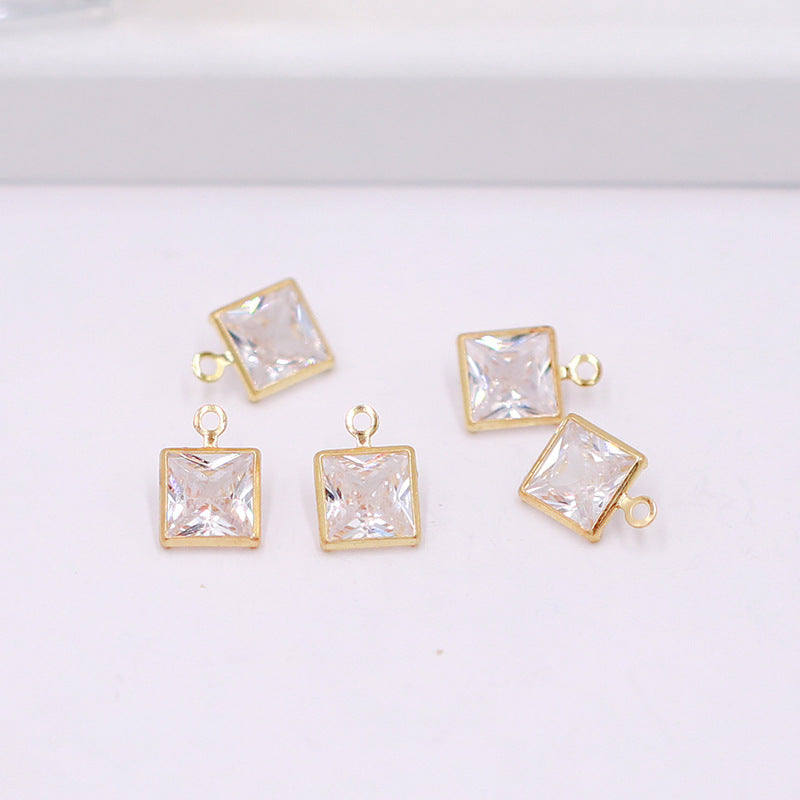 Geometric Zircon Bezel Set Pendant - Gold Plated Color Retention Charm for DIY Earring Jewelry Making Accessories