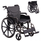 Wheelchair Manual Transport Folding Carbon Steel 20 In Seat Locking Brakes