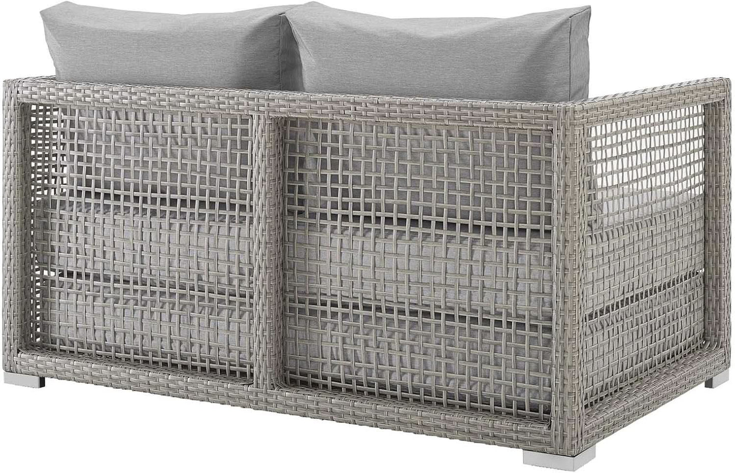 Modern Gray Wicker Rattan Loveseat for Outdoor Spaces