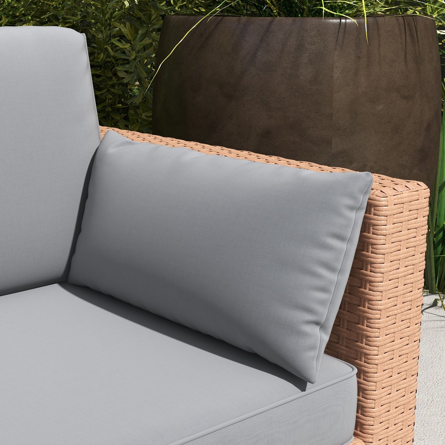 Outdoor Rattan Sofa Set 3 Seat Brown