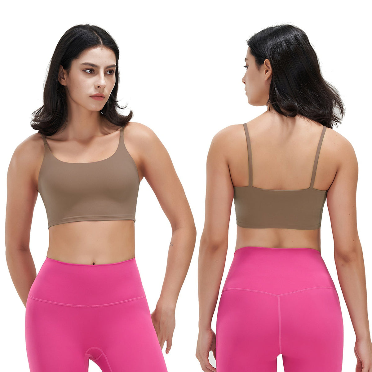 Women Sport Bras with Removable Pads, Low-Impact Square Neck
