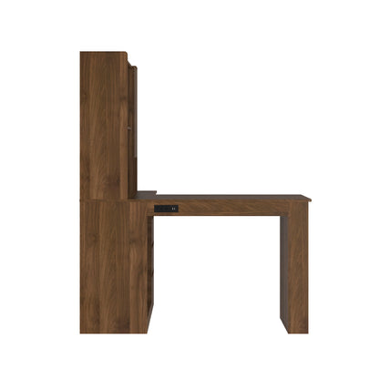 L Shaped Desk with Charger,Computer Desk with Drawers,Bookshelf, with LED Lig...