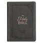 KJV Holy Bible, Compact Large Print Faux Leather Red Letter Edition - Ribbon Marker, King James Version, Gray - Leather