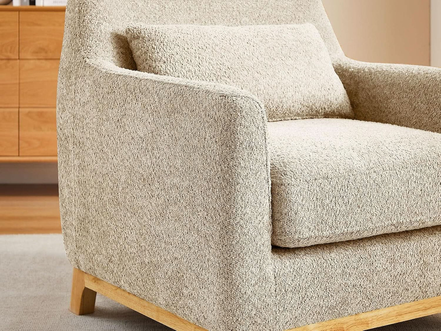Luxurious Sherpa Oversized Accent Chair Camel Plush