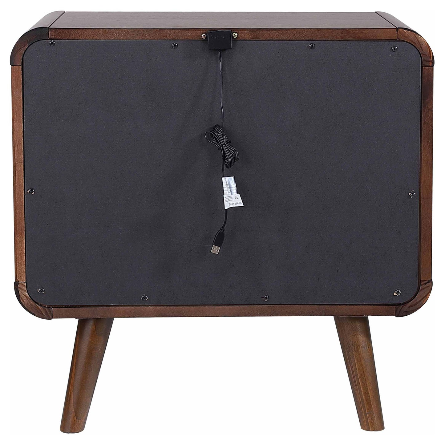 Nightstand Mid-Century Modern Dark Walnut 2-Drawer Gunmetal Hardware 27 In