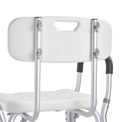 Shower Chair with Backrest Aluminum Adjustable Height Non-Slip 350 LB