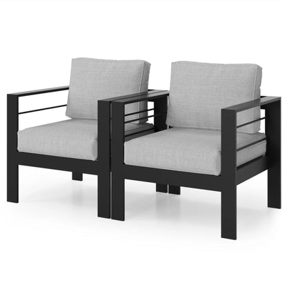 Outdoor Patio Set Aluminum Black Gray 4 Piece 73in Sofa