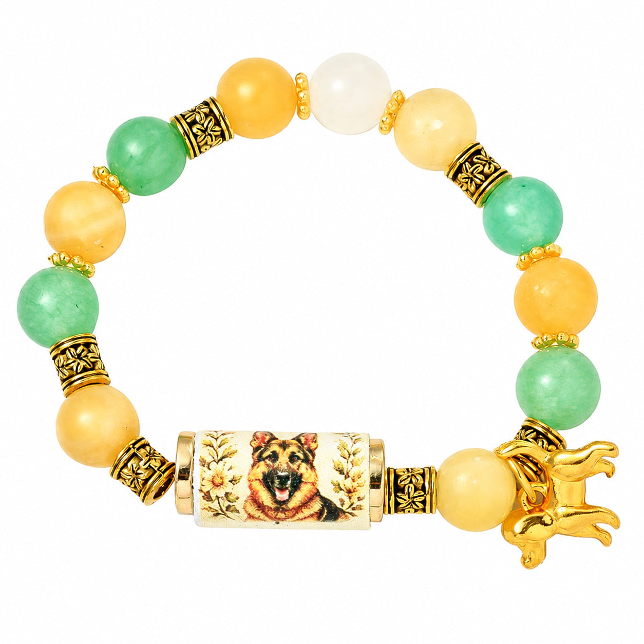 Womens Beaded Bracelet With Metal Tubes