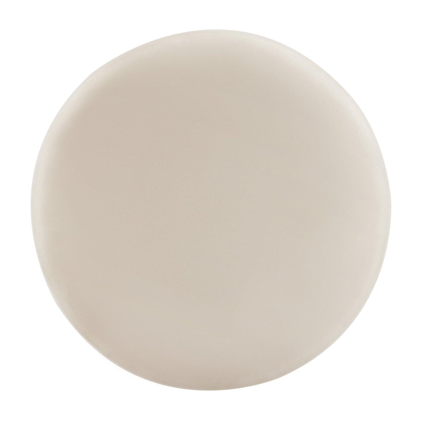 Round Velvet Ottoman, Cream, 30x30x16 Inch