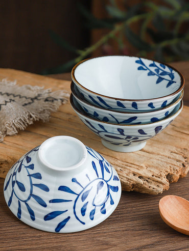 High Temperature Underglaze Ceramic Bamboo Hat Style Soup Bowl