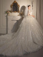 Long Sleeved Retro Bride Luxurious French Wedding Dress For Women