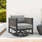 Outdoor Swivel Glider Lounge Chair Aluminum Black Gray Cushion 360 Degree