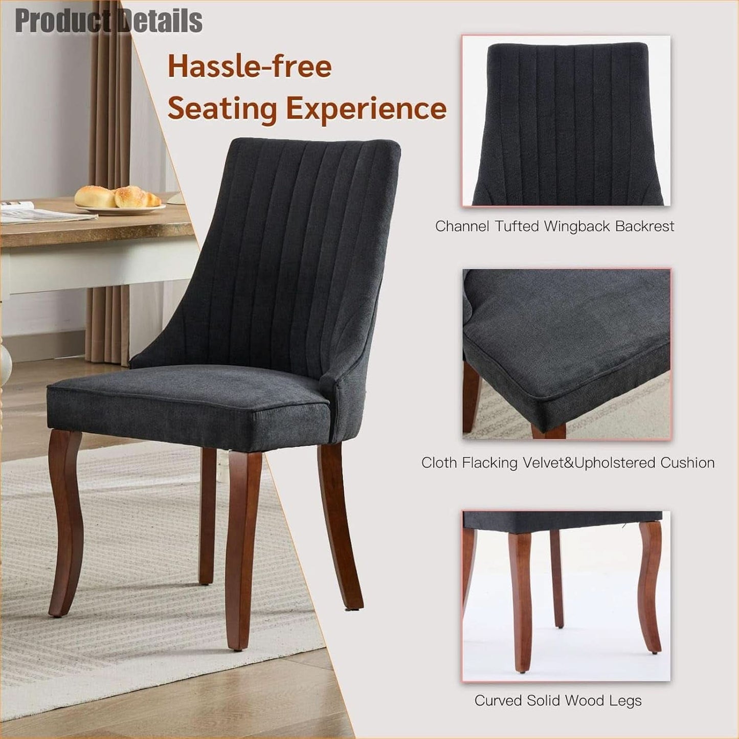 Velvet Dining Chairs Set Of 4 Black For Kitchen Use