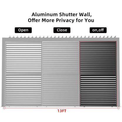 [04X07FT] Alora Premium Adjustable Aluminum Louvered Pergola With Side Wall Panel (SAK25458)