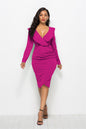 Sexy V-neck Ruffled Long-sleeve Hip Dress Women Girl Fashion