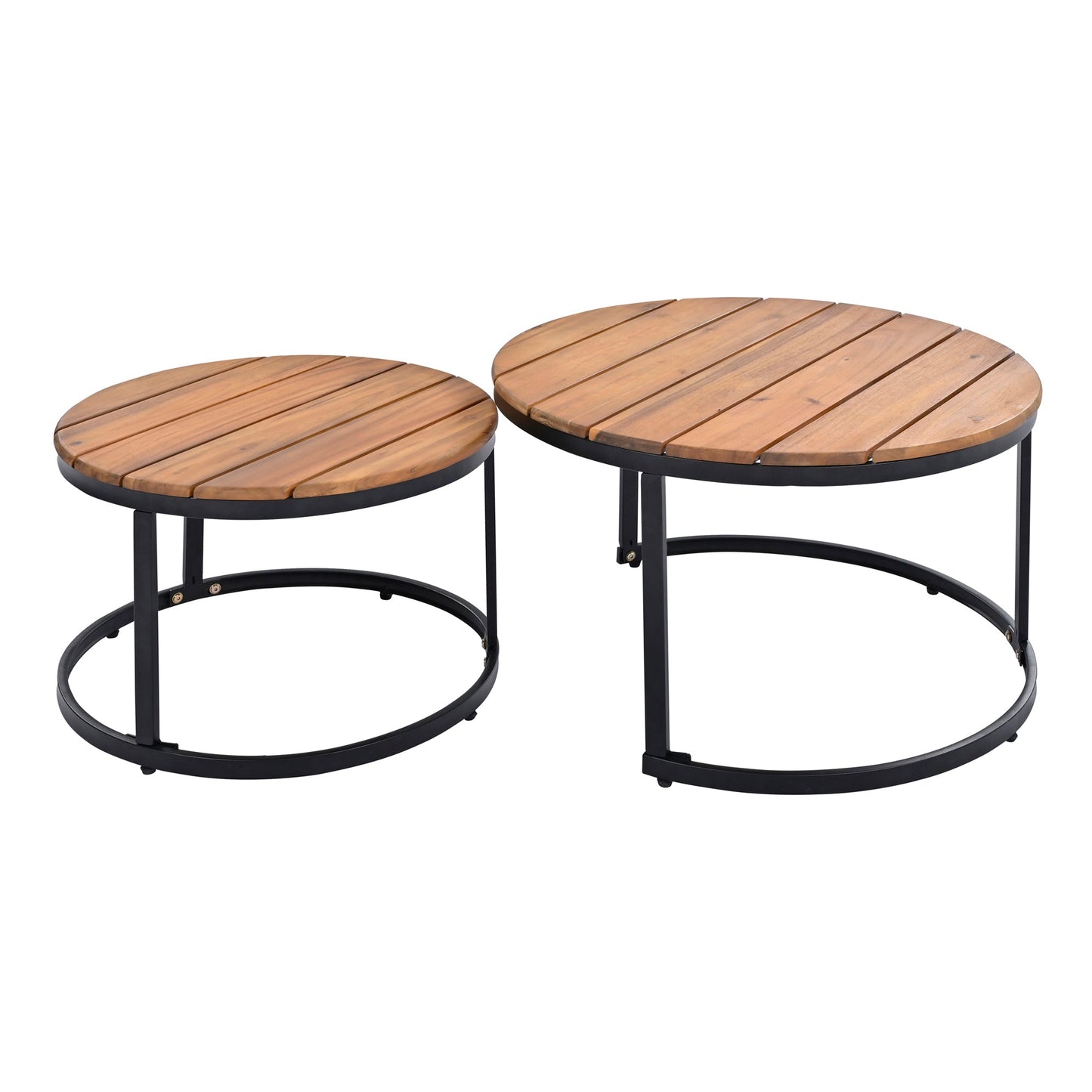 Outdoor Sectional Set Acacia Wood Steel Beige Cushion 6 Piece Seats 5