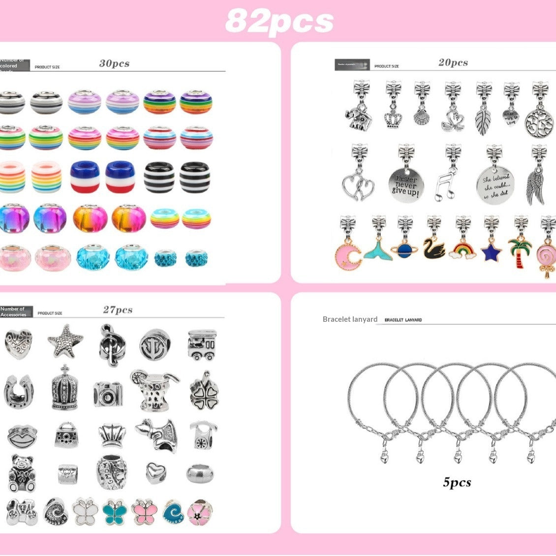 Colorful Glass Childrens DIY  Bracelet Craft Kit