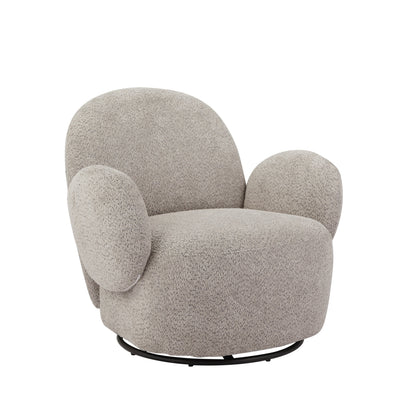 Accent Chair Swivel 360 Degree Fabric Gray Metal Frame 35x35x32 In