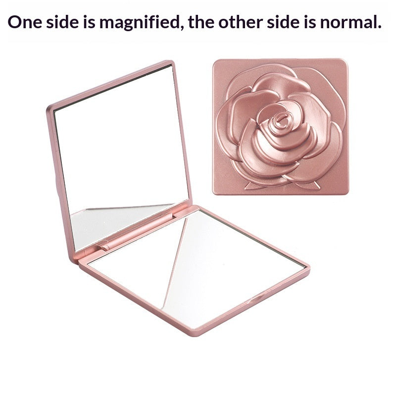 Portable Folding Mirror With Electroplated Rose Design