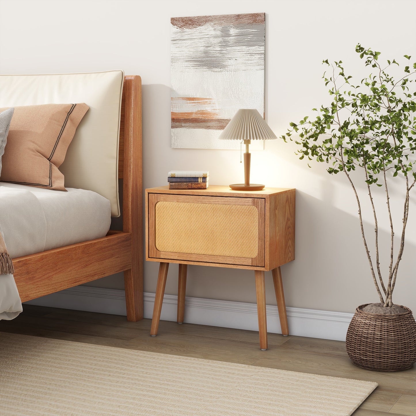 Rotating Hidden Compartment Nightstands, Mid Century Modern Concealment