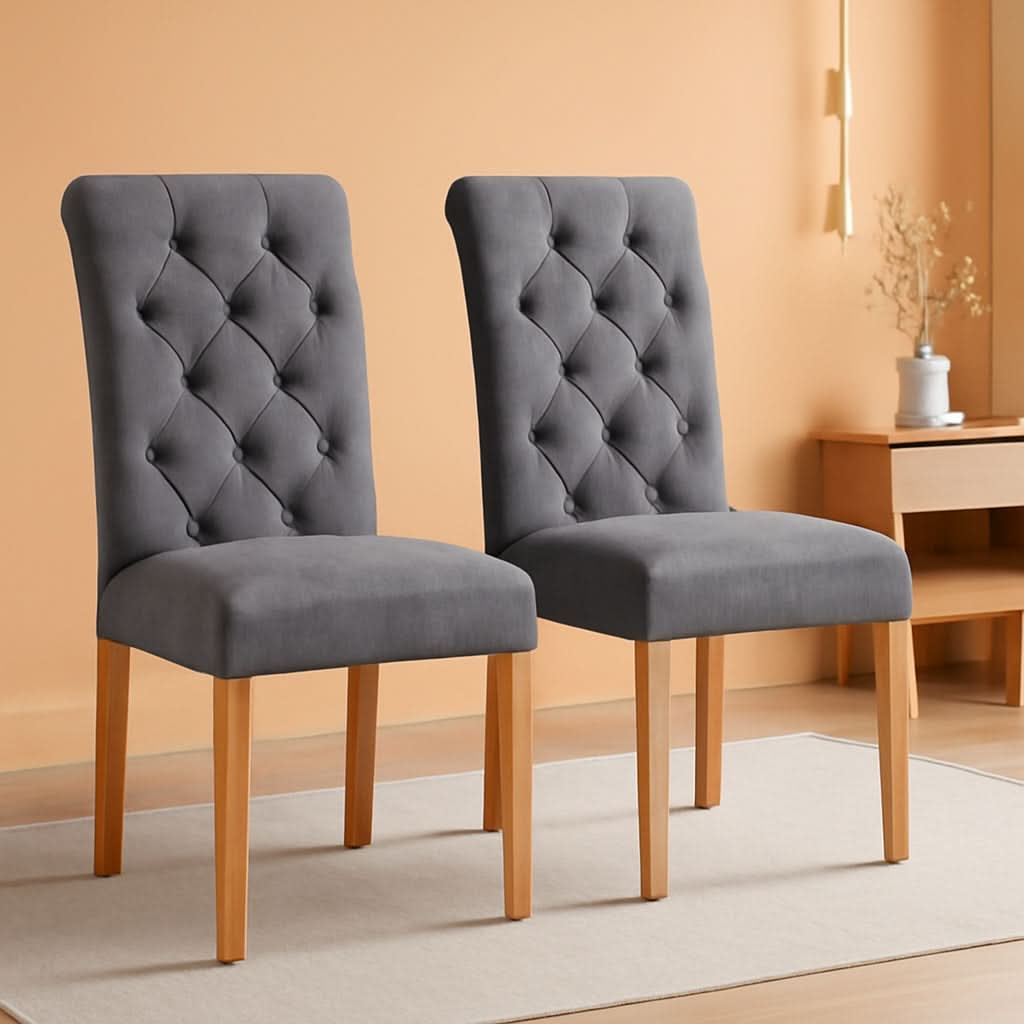 Parsons Dining Chairs Set of 2 Upholstered High Back Dark Gray