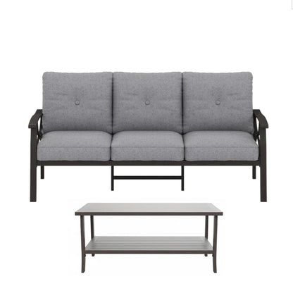 Outdoor Patio Set Steel 8 Piece Seats 9 Khaki Gray