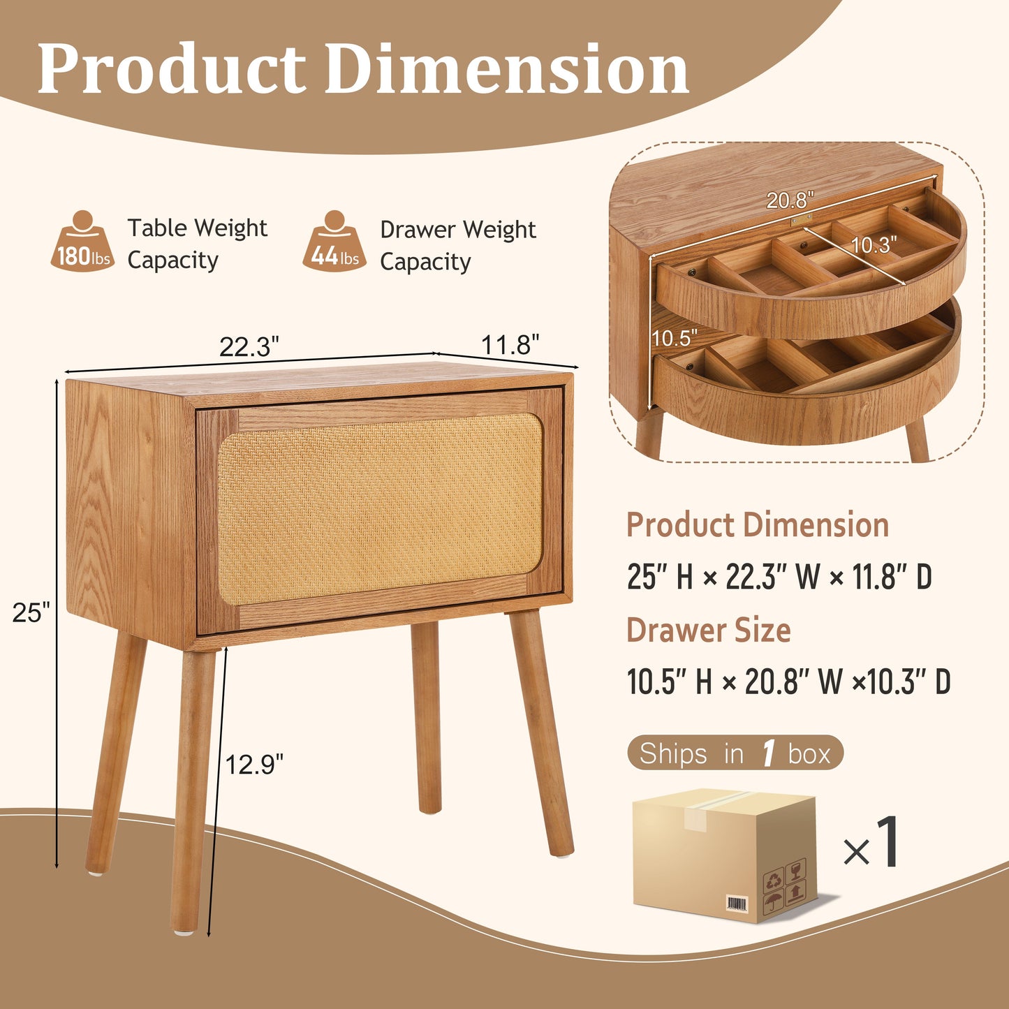 Rotating Hidden Compartment Nightstands, Mid Century Modern Concealment