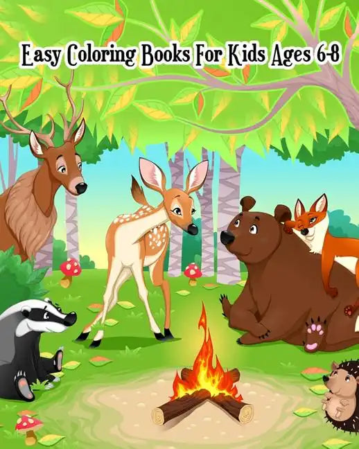 Easy Coloring Books For Kids Ages 6-8: Coloring & Activities (Mazes, Counting, Find Two Same Pictures, Find The Differences Games & Dot To Dot For Kid - Paperback
