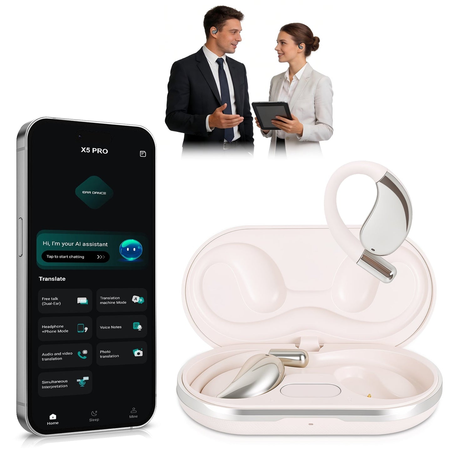 AI Translation Earbuds with 165 Languages & Real-Time Audio