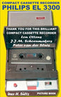 Compact Cassette Recorder Philips EL 3300 - Thank you for this brilliant Compact Cassette Recorder - Lou Ottens - Johannes Jozeph Martinus Schoenmaker - Paperback